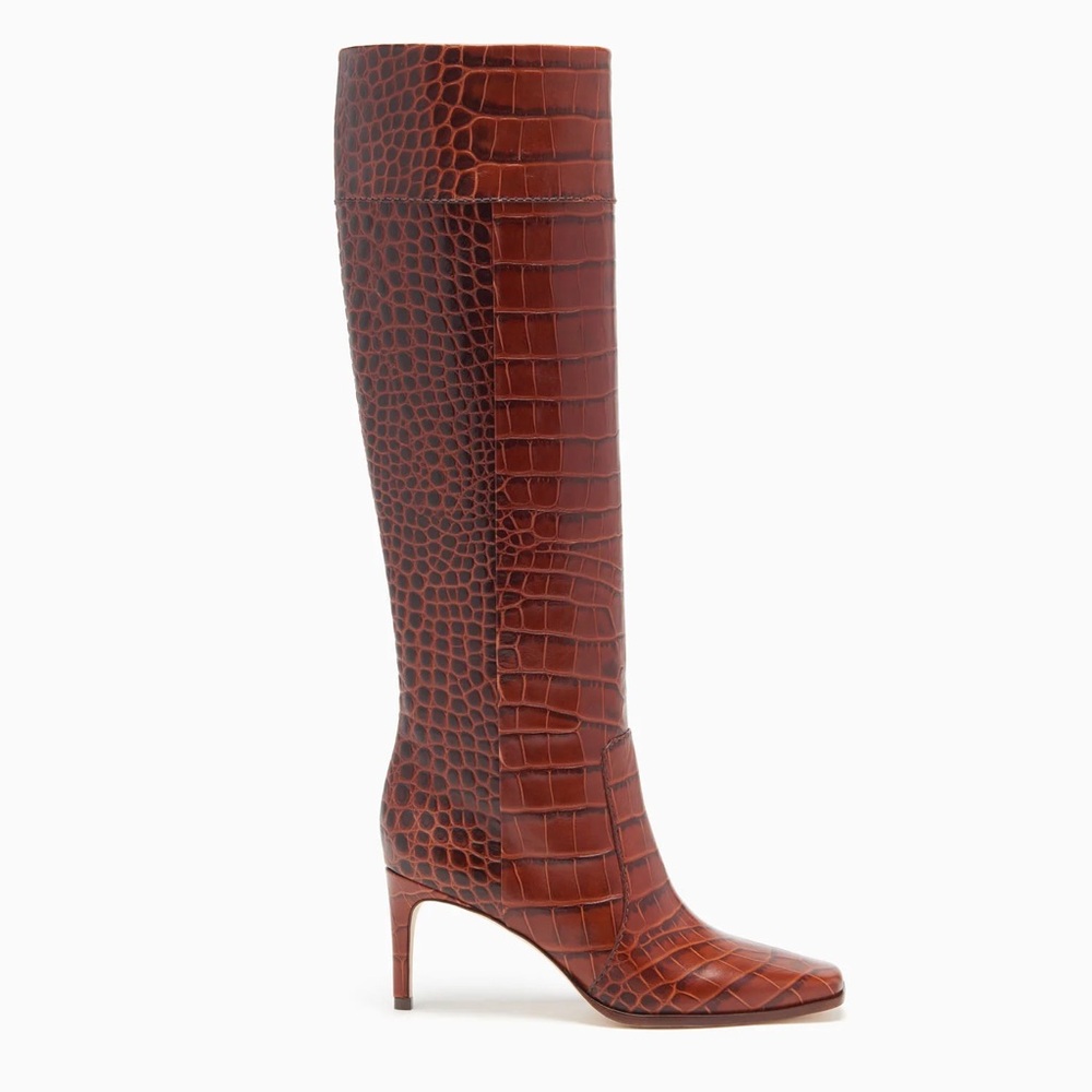 Ulla Johnson renata boots Brown Crocodile Pattern Leather Knee-High Boots - Picture 2 of 5